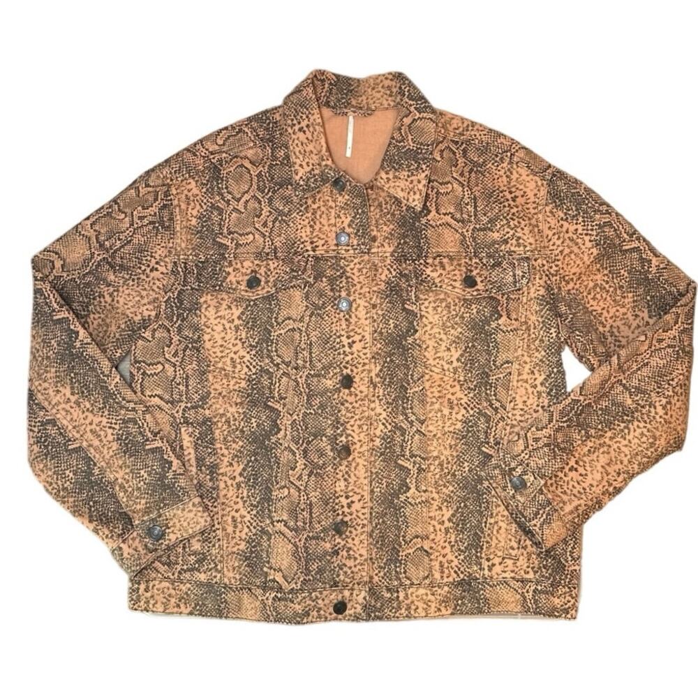 Free People Brown Snake Denim Jacket